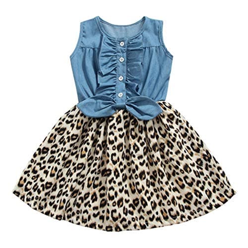 Girls Dress, Princess Dresses Sleeveless Denim Tops Floral Tutu Skirts