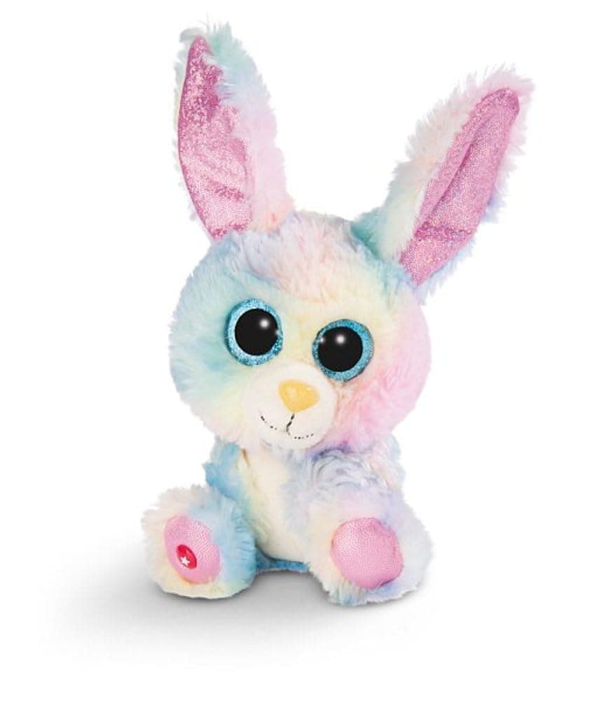 Nici 45561 Glubschis Animal, Cuddly Toy Bunny Rainbow Candy 15cm, Grey/Multi-Coloured