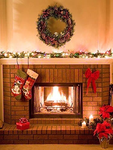 Photo background Vinyl Backdrops for Photography Props 5’x6' Christmas fireplace 201 Durable, Wrinkle Free, Matte Vinyl Rolled in Tube - Made In USA