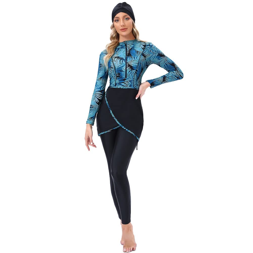 Women Burkini Swimsuits Modest Muslim Swimwear Islamic Long Sleeve Full Cover Hijab Top Swim Pants ​Bathing Suit