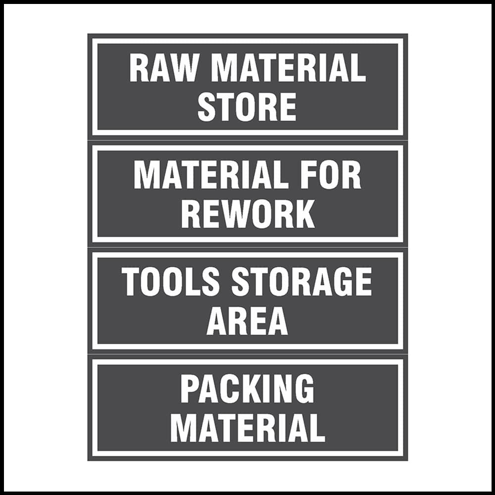 Safety Sign Board in PVC Sticker Pack of 4 - (Rectangle, 12 inch X 4 inch)