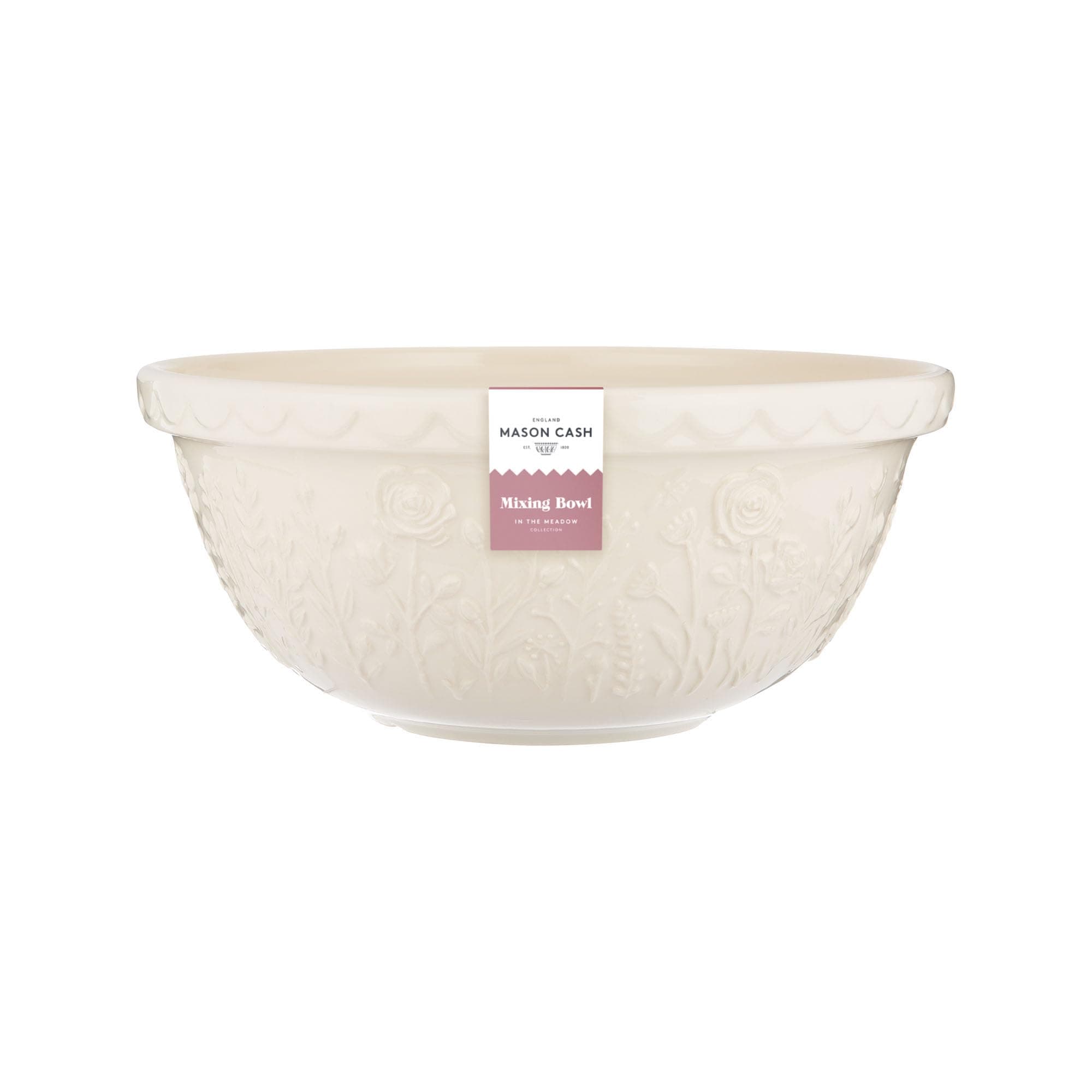 in The Meadow Size 12 Mixing Bowl 29cm | 4 Litre Floral Embossed Earthenware Bowl for Dough, Pastry & Cake Mixes | Dishwasher Safe