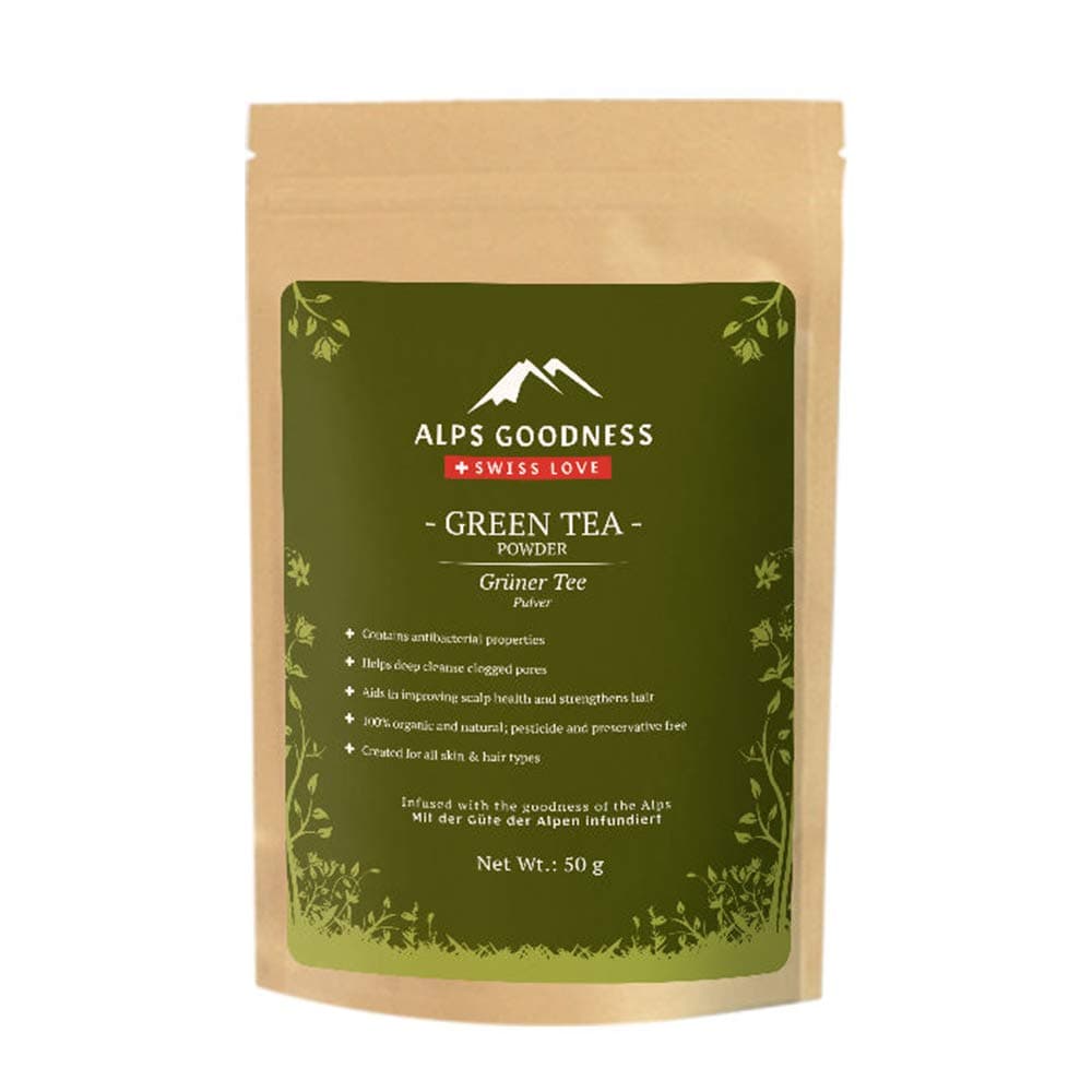 Alps Goodness Green Tea Powder for Skin & Hair (50 g) - Deep Cleanses Pores & Strengthens Hair - 100% Pure & Natural