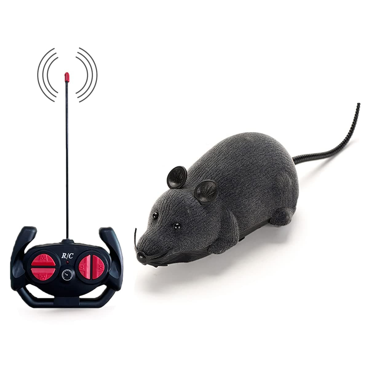 Remote Control Mouse Cat Toy, HIMM Wireless Electronic RC Mouse Rat Pet Toy Running Wheel Plush Rat Chasing Prank Toy for Cats Dogs Pets Kids Novelty Gift (Grey)
