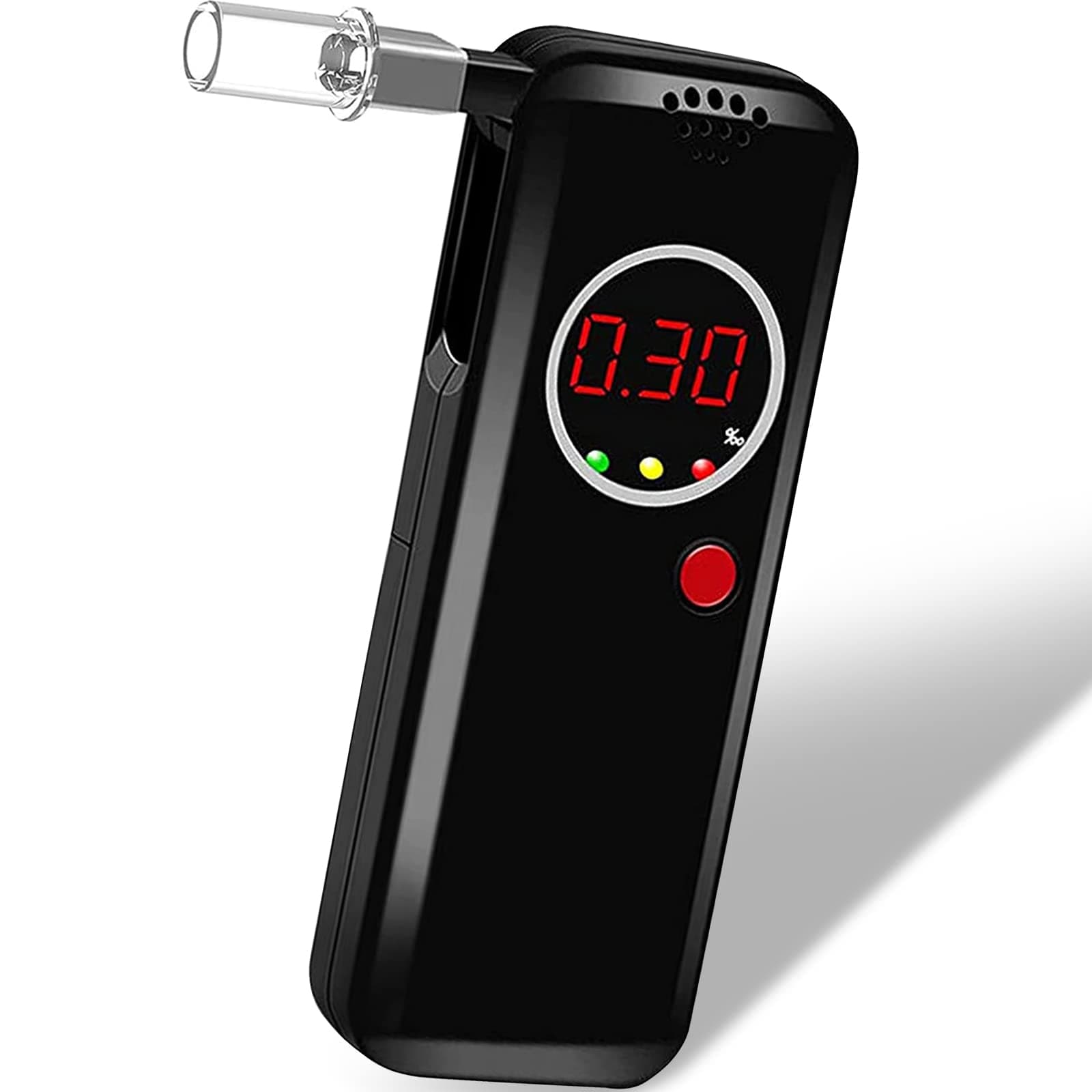 YFFU Breathalyzer, Portable Alcohol Tester with Digital LCD Screen, Professional Breathalysers for Fast Accurate Blood Alcohol Content Results with 12 Mouthpieces and 1 store bag(Black)