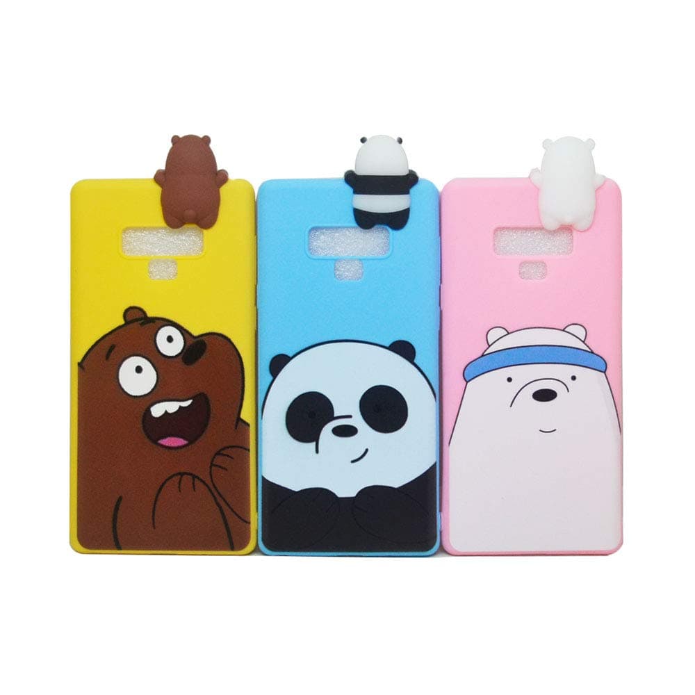 Abbery 3-Pack 3D Cartoon Cute We Bare Bears Soft Silicone Phone Case Cover Skin for Samsung Galaxy S8/S8 Plus/S9/S9 Plus/S10/S10 Plus/S10 lite /Note8/Note9 (Samsung Galaxy S9)