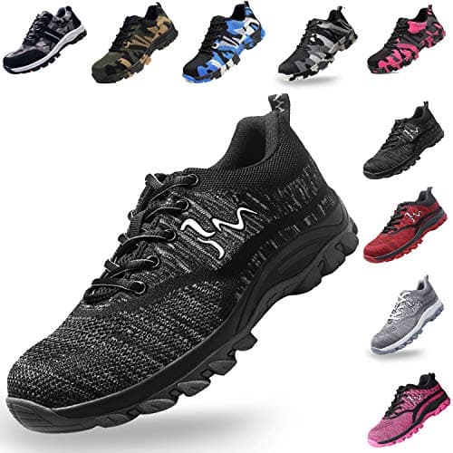 SUADEX Indestructible Work Shoes for Men Women Steel Toe Shoes Puncture Proof Safety Composite Toe Shoes Black 6 Women/4 Men