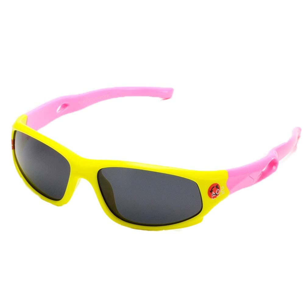 Kids Sport Sunglasses Boys Girls Flexible TR90 Silcon Polarized UV400 Age 3-14 VIVIC(yellow/pink)