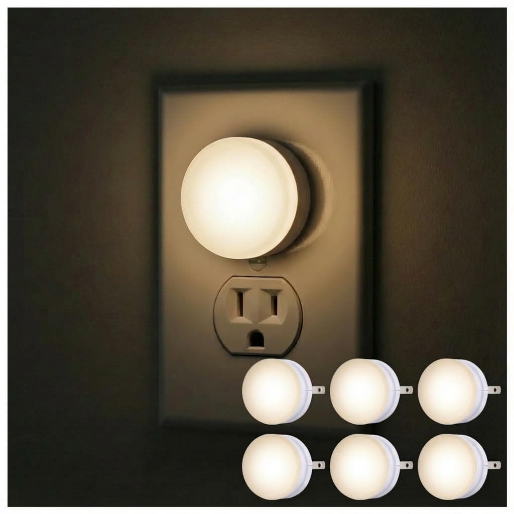 Lights by Night, White Mini LED Night Light, 6 Pack, Plug-In, Dusk to Dawn, Compact, UL-Listed, Ideal for Office, Bathroom, Bedroom, Nursery, Hallway, Kitchen, 45176, 6 Count