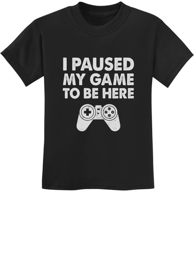 I Paused My Game to Be Here T Shirt Boys - Funny Gamer Shirts for Kids - Youth Gaming Gift for Videogame Lovers