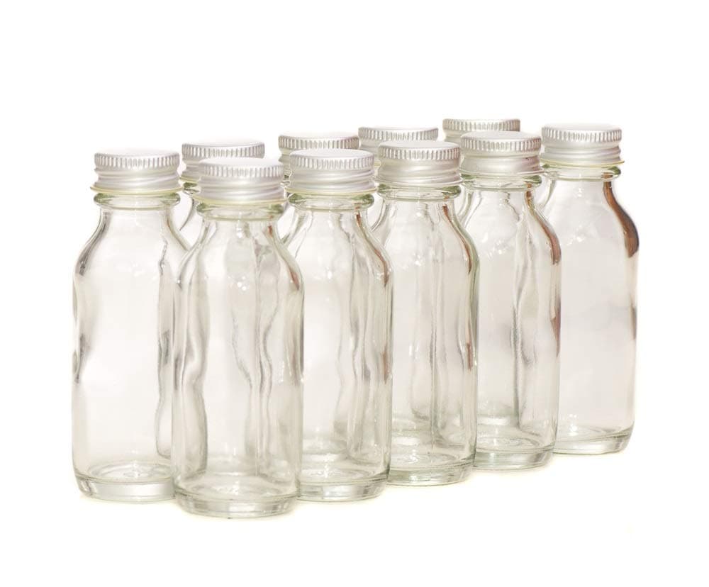 Aura Essential Oils PACK of 10-30ml CLEAR GLASS Bottles with Pretty SILVER Lids.