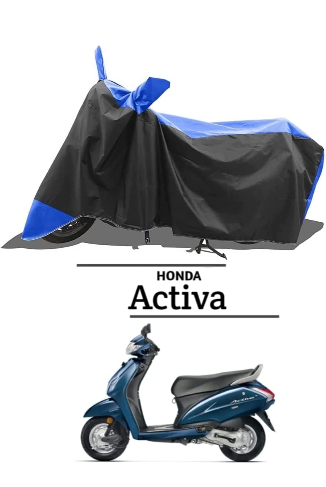 OUR BRAND Hondsa Activa 6G New BS4 BS5 BS6 Water Resistant, Dust Proof, Full Bike Scooty Two Wheeler Body Cover for and All in One Bike Body Cover for Universal Colour (Bluestrip)