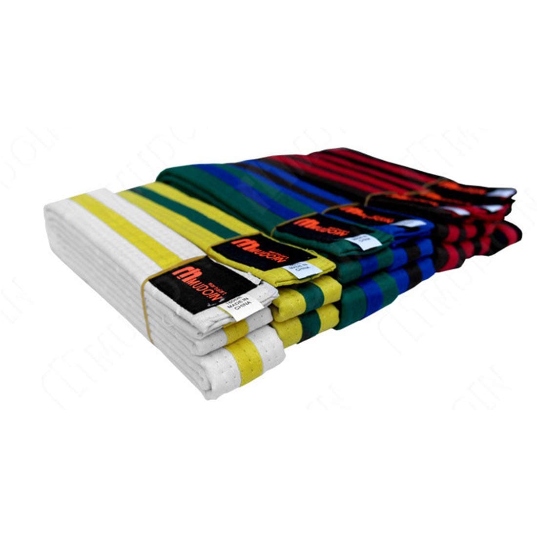 Mudoin Taekwondo Stripe Belts Length 160 / 180cm TKD Martial Arts Judo Karate (180cm(5.90ft), Black+Red+Black)