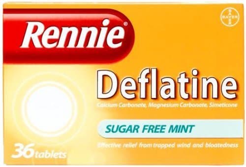 Rennie Deflatine Trapped Wind & Bloatedness Relief Tablets Sugar-Free Mint - 36 Tablets by Rennie