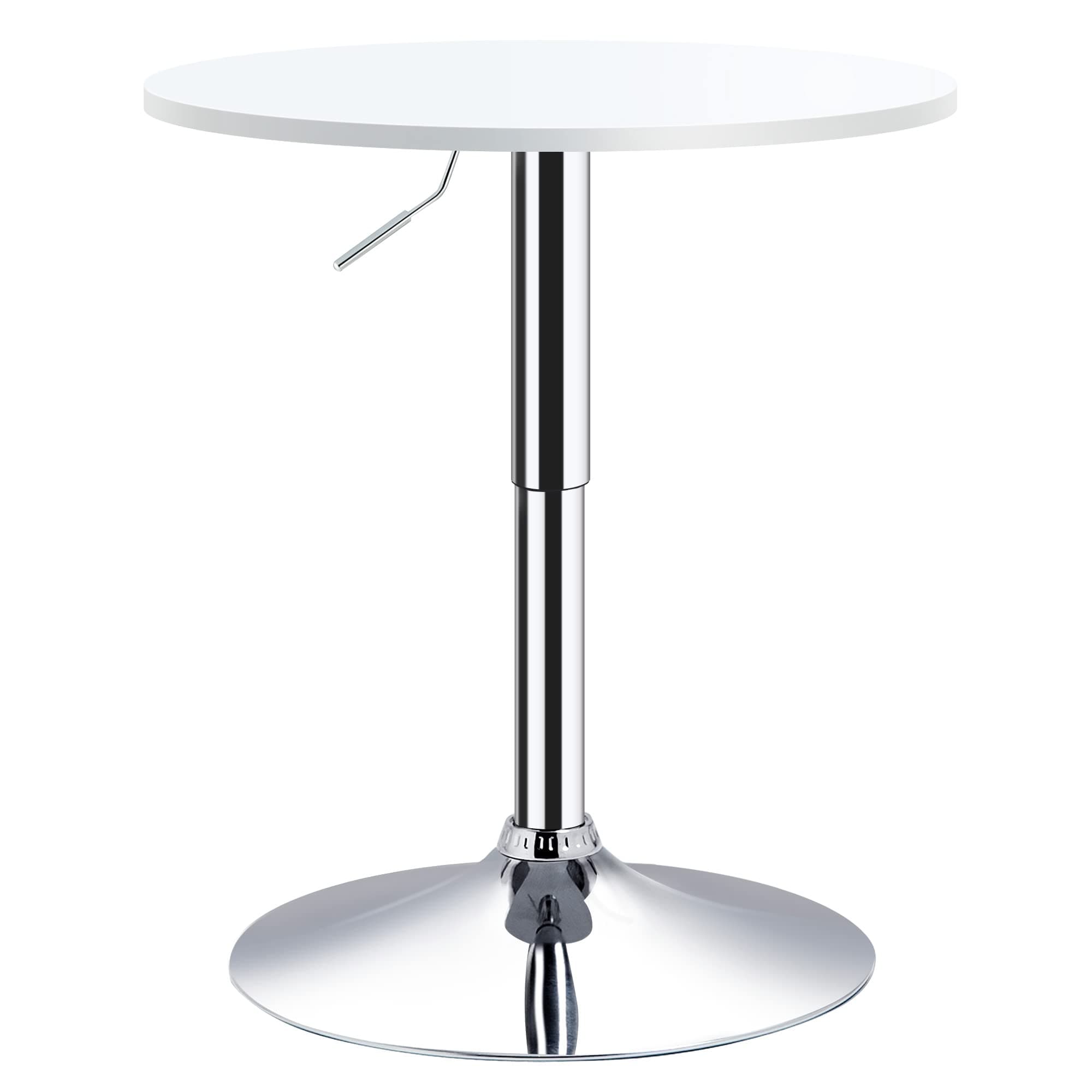 HOMCOM Bar Table Φ60cm Adjustable Height Round Bistro Table w/Swivel Top Metal Frame Counter Surface Stylish Kitchen Conservatory White