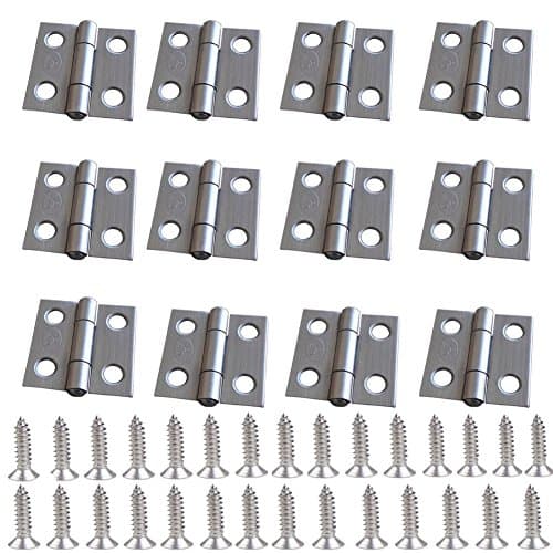 12Pcs Mini Duty Hinge with Screws,Stainless Steel Jewelry Box Hinges Small Hinges for Wooden Box Hardware Hinges for DIY Jewelry Box