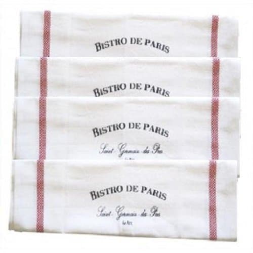 French-inspired "Bistro De Paris" Cloth Napkins, Red & White, Set of 4