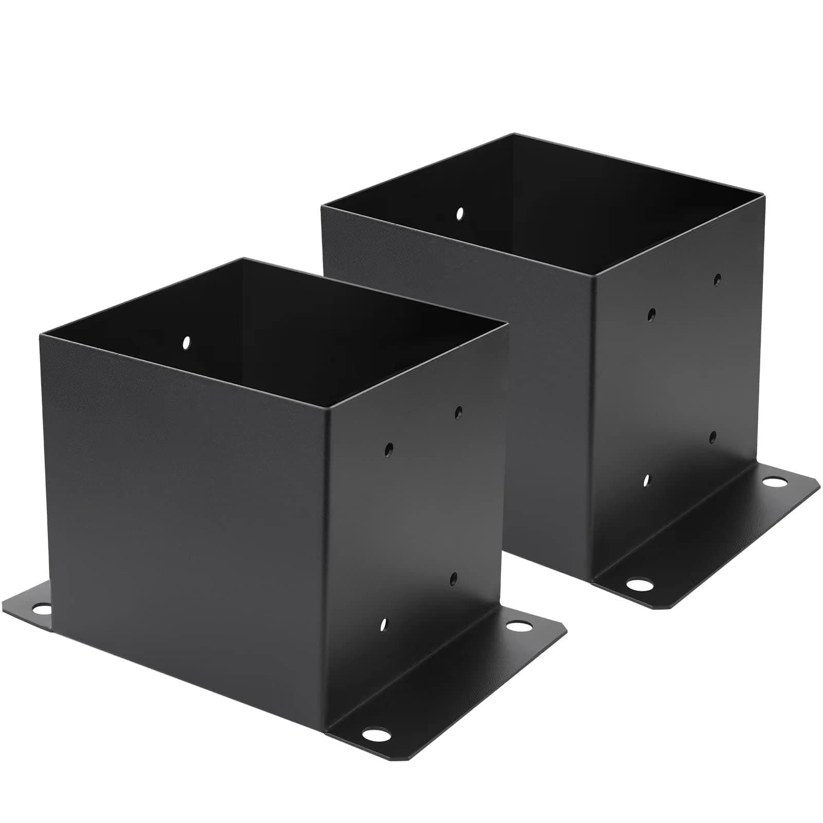 6X 6 Post Base 2 PCS,Inner Size 5.6"x5.6"Deck Post Base,Heavy Duty Metal Black Powder Coated Post Brackets,for Pavilion Deck Railing Support Deck Base Plate, Support Bolt Down (2PCS)