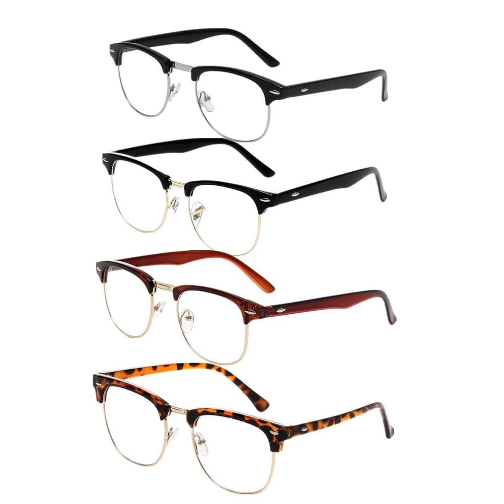 Shiratori New Vintage Fashion Half Frame Semi-Rimless Clear Lens Glasses