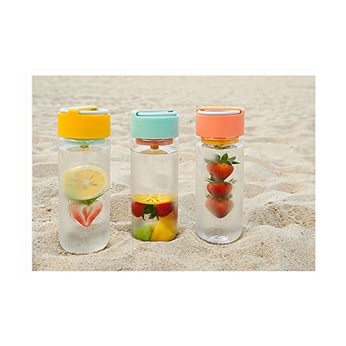 Hoojee 750ML Lemon Juice Fruit Skewer Infuser Water Bottle Drinkware for Outdoor Portable Shaker Sports Bottle BPA Free Plastic Lid Leak-proof,Blue