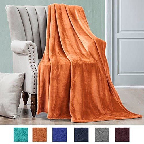 50x60 Inch Ultra Soft Flannel Fleece Throw Blanket Lightweight Decortive Fuzzy Plush Microfiber Warm Blanket for Sofas Couches Beds and Office, Rust