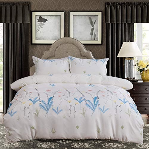 3 Piece Duvet Cover and Pillow Shams Duvet Cover Set, Hypoallergenic Breathable Soft Cotton Bedding Comforter Set, Hidden Zipper and Tieback King Size