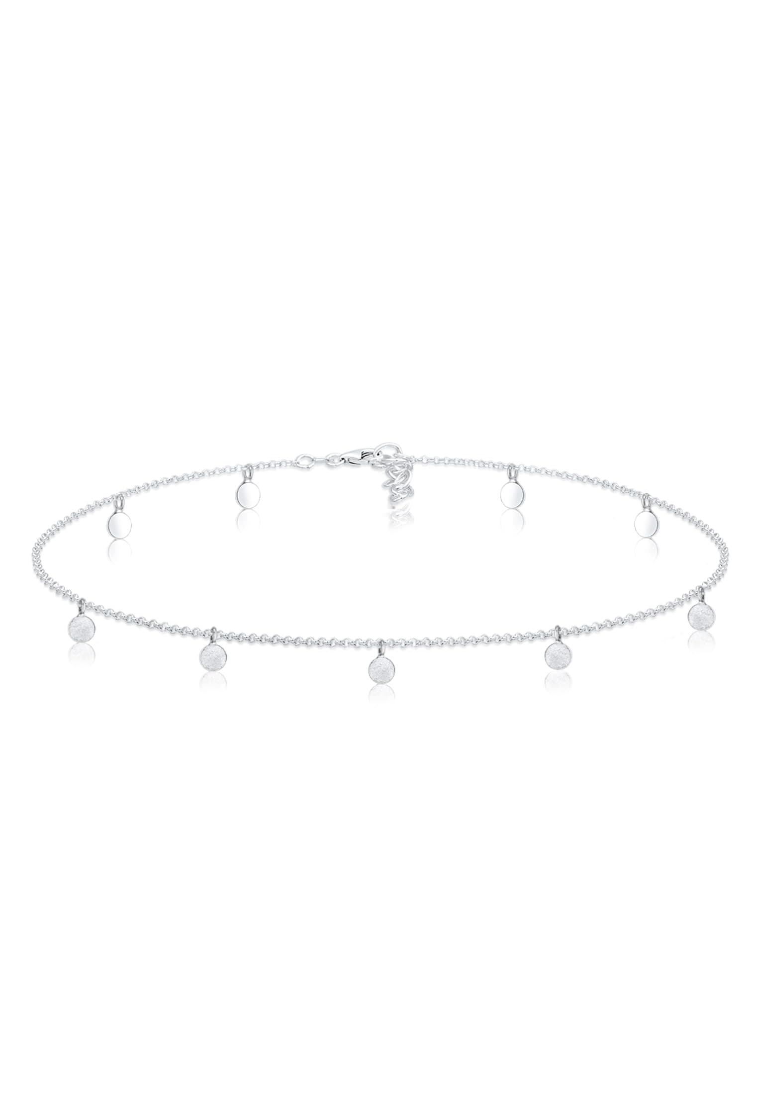 Necklace Women Choker Coin Pendant Matt in 925 Sterling Silver