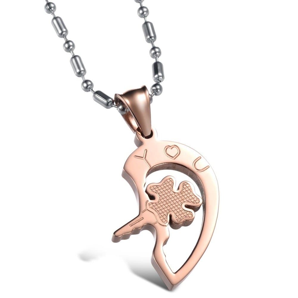 Sinkfish NL80067 Titanium Steel Necklace ,Heart-Shaped & Fashion Couples Necklace,Bisque