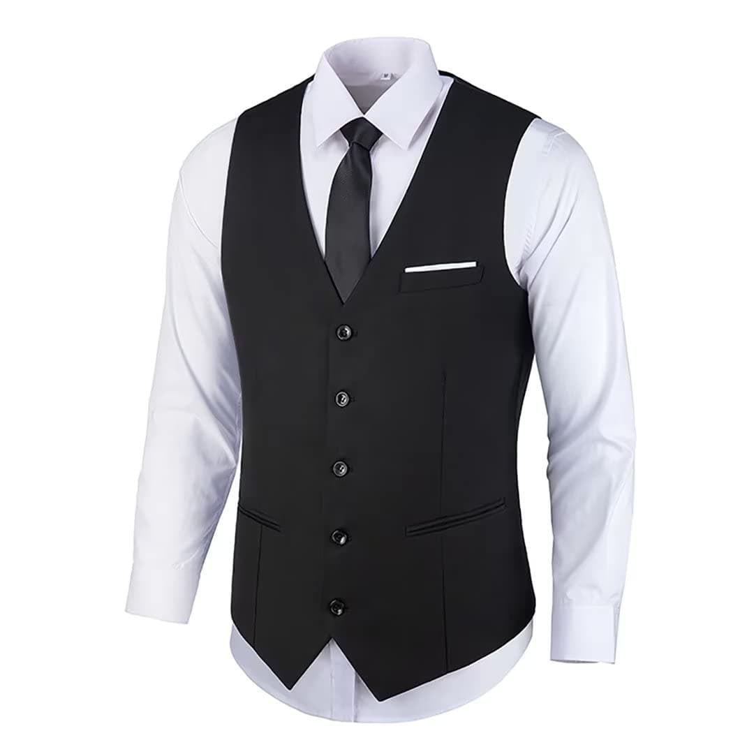 BakerbearMens Suit Vests V-Neck Casual Vest Dress for Men Formal Tuxedo Wedding Vests Men's Waistcoat