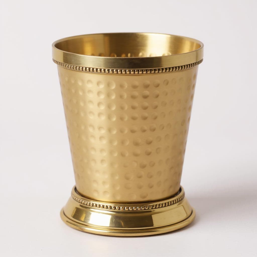Wonderlist Handicrafts Designer Brass Mint Julep Cup Goblet Tumbler Capacity 12 Ounce Each Gold (Hammered), HT-JULEP01, 6 inches