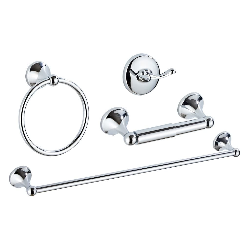 SUNTAI 4 Piece Bathroom Accessory Set(Adjustable Towel Bar, Towel Ring, Toilet Paper Holder,Towel Hook), Wall Mounted Bathroom Hardware Accessories Set,Chrome