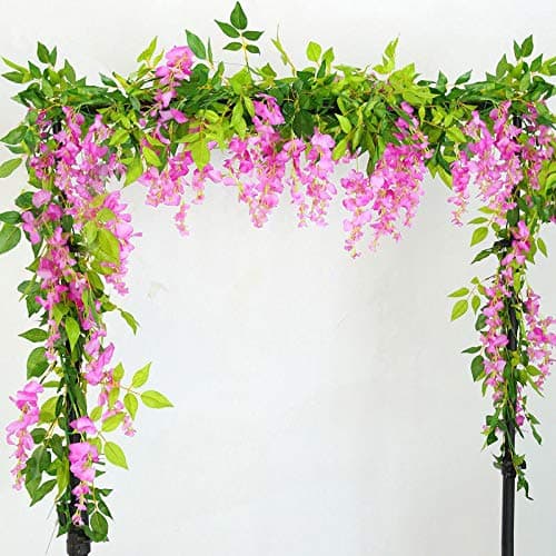 Yueshop 2x7FT Artificial Wisteria Vine Garland Plants Flowers Arts For Ceremony Home Wedding Decoration (Pink)
