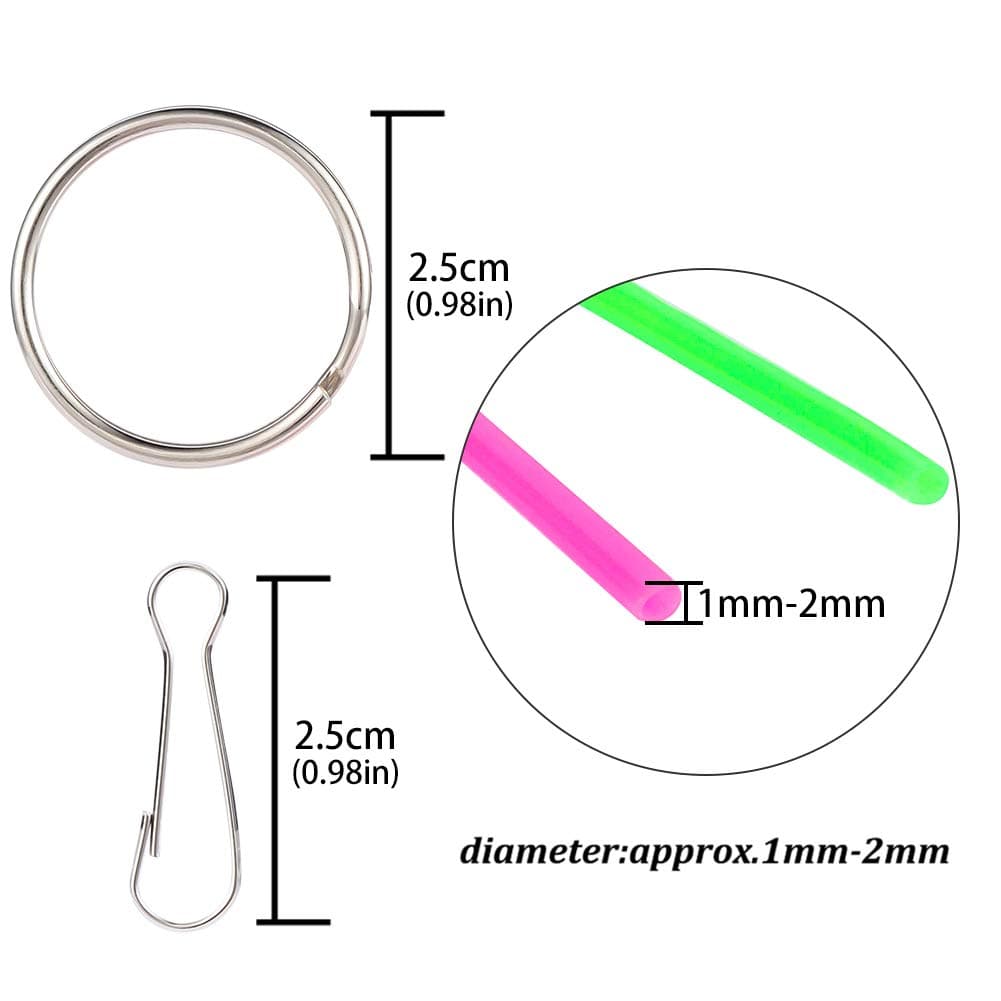 AIM Cloudbed tao Pipe 200 PCS Scoubidou Strings DIY Plastic Lacing Cord Handwork Gimp String for Jewelry Making in 20 Colors with 15 PCS Snap Clips and 15PCS Key Chain Rings