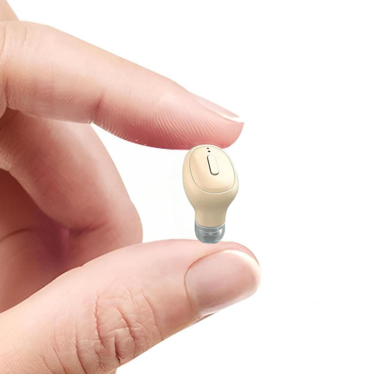 Single Bluetooth Wireless Earbud, Mini Invisible in-Ear Wireless Bluetooth Headphone 12 Hours Super Long Battery Life Suitable for Sports Work and Sleep- Beige