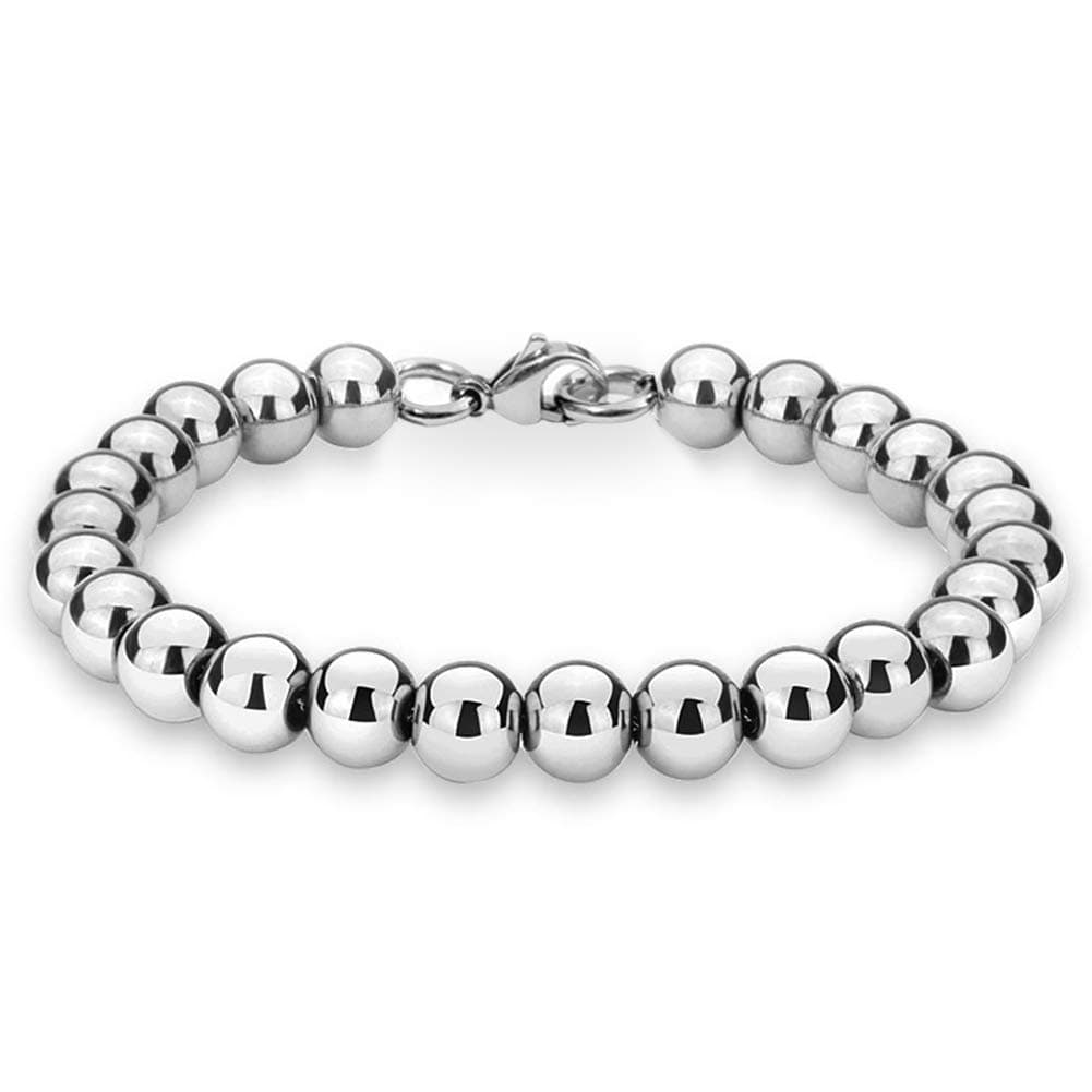 Jewelry Kingdom 1Necklace or Bracelet for Women and Men, Beaded Chain Stainless Steel, Handmade Jewelry, Thick of 6-8MM and Length of 7-40" Optional