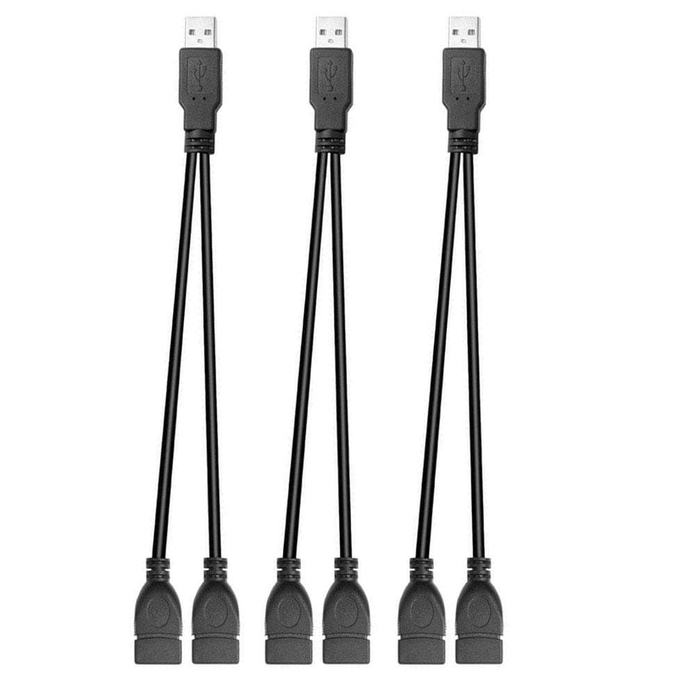 Adasea 3 Pcs USB 2.0 A Male to 2 Dual USB Female Jack Y Splitter Hub Power Cord Extension Adapter Cable,11.8 inch
