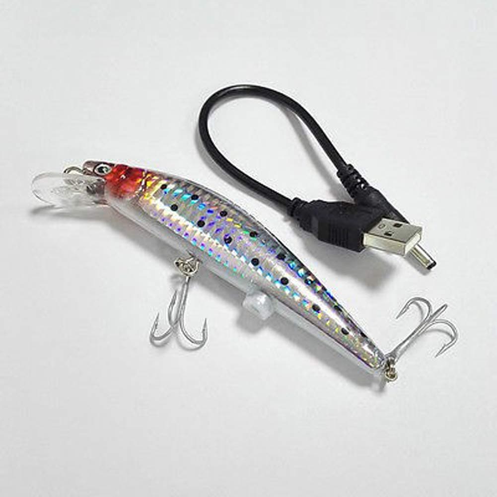 Bass Fishing Lures,Twitching Lures Rechargeable LED Baits Freshwater and Saltwater,Minnow Jerkbait Crankbait