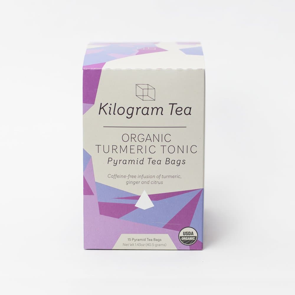 Kilogram Tea - Organic Turmeric Tonic Pyramid Tea Bags - Caffeine Free - Sustainably Produced - 15 count box