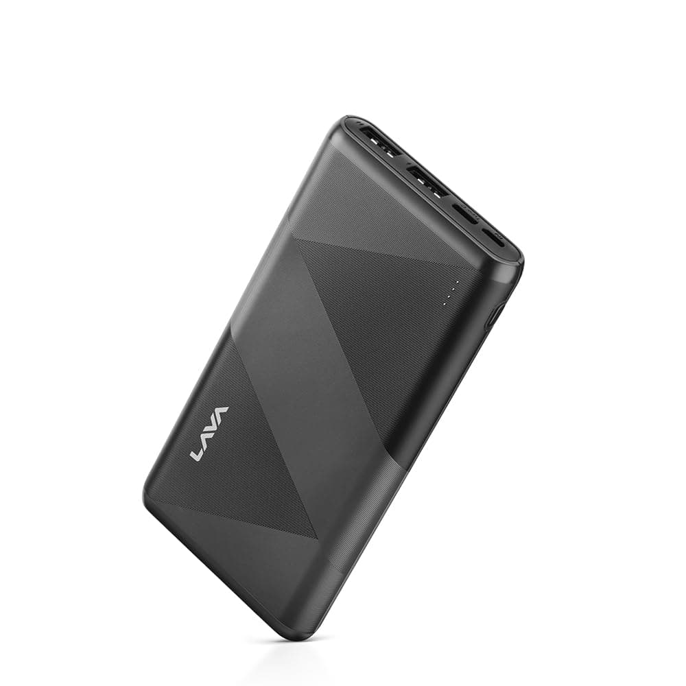 Lava 10000mAh Powerbank with Micro USB Cable | 12W Fast Charging | Dual Output (USB A) | 2 Input Ports Type-C & Micro USB | 60+ Tests & Multi-Layer Protection | BIS Certified | Premium Design (Black)