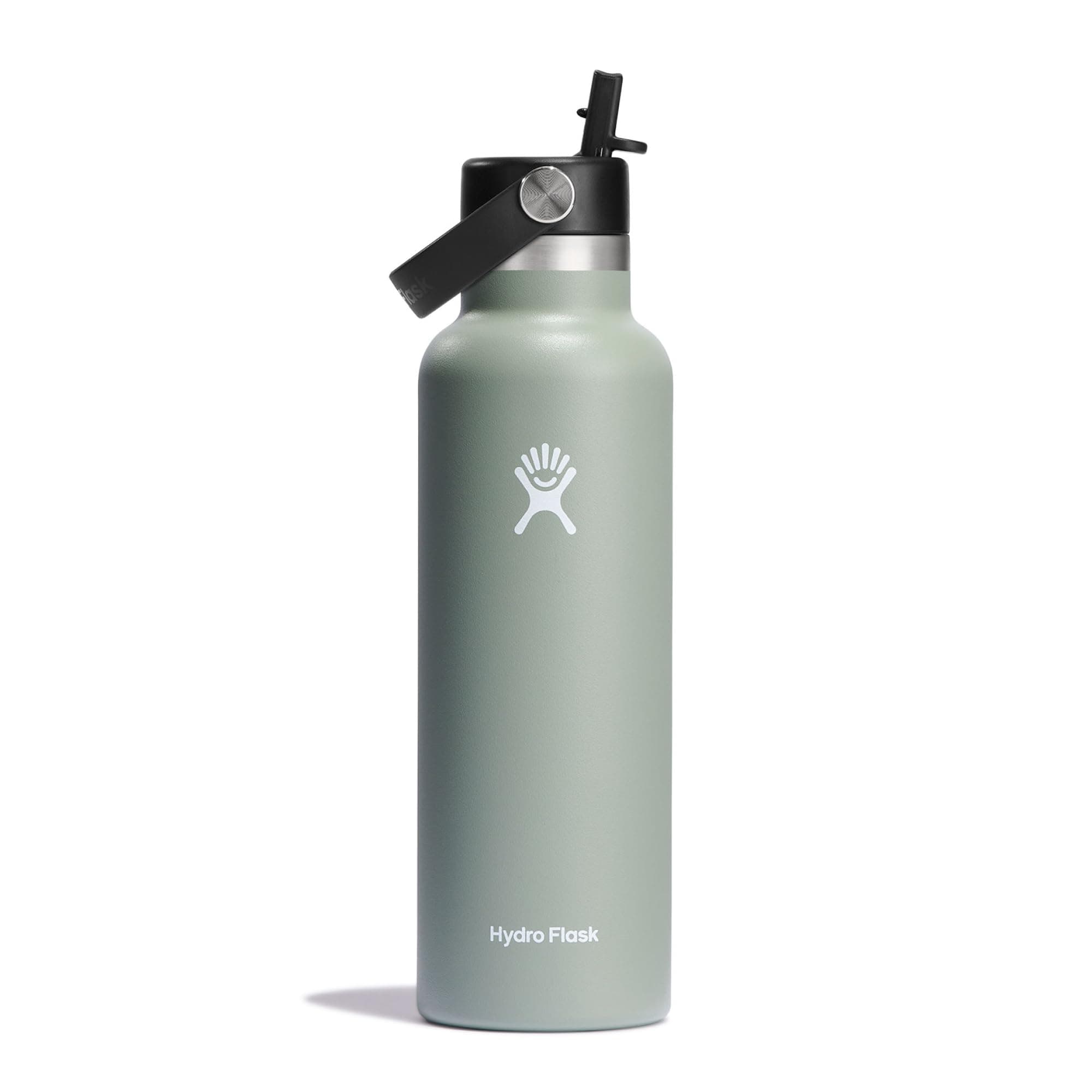 Water Bottle 621 ml (21 oz) - Vacuum Insulated Stainless Steel Water Bottle with Flex Straw Cap - Standard Mouth - Agave
