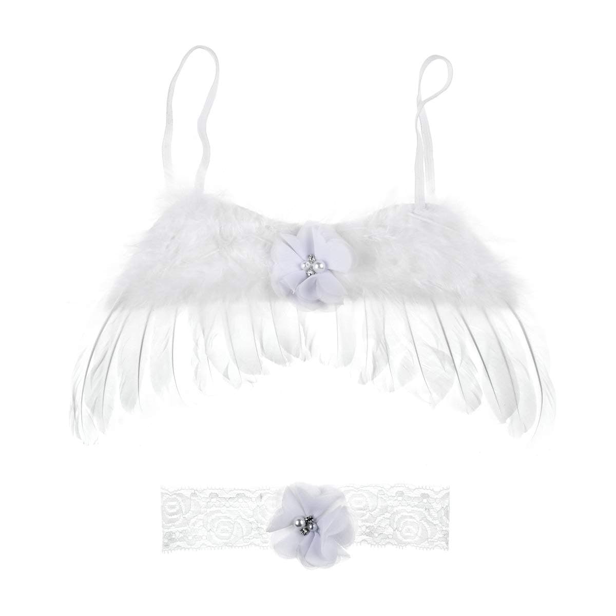 June Bloomy Baby Angel Feather Wings Photograph Props with Headband