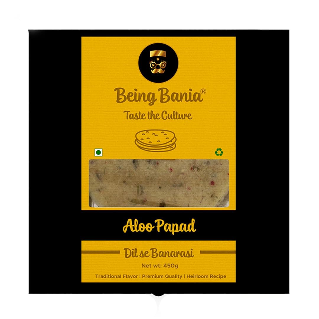 Being Bania Aloo Papad 100% Natural, Banarasi Aloo Papad 450 gm, Aloo Flavour Fryums, Indian Snack Papad