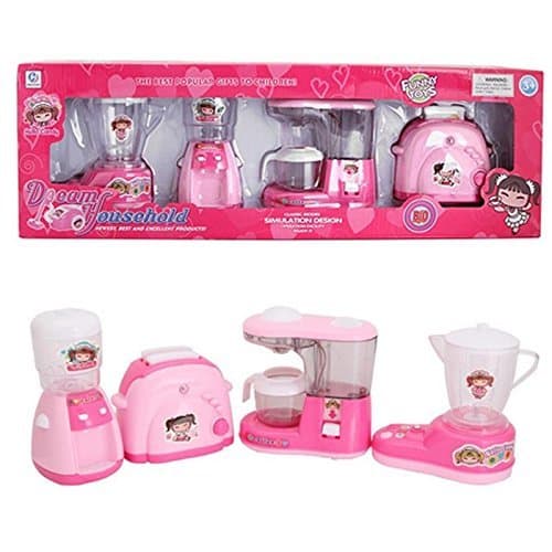 Kitchen Utility Household 4 in 1 Appliances Battery Operated Play Set with Light & Sound for Kids