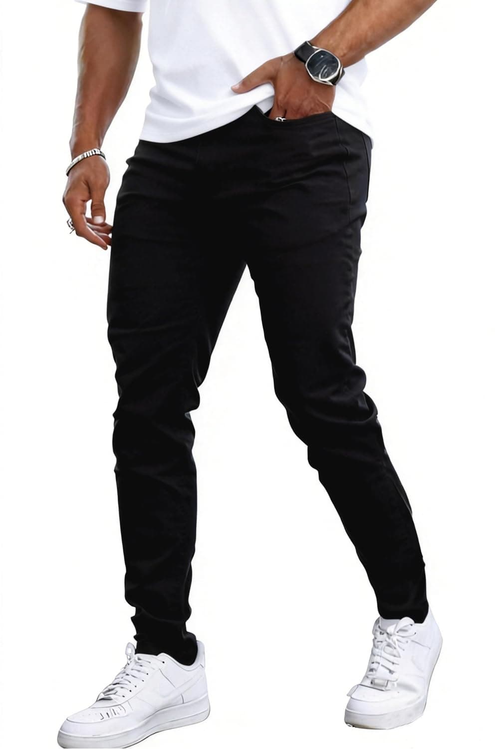 Mens Jeans Skinny Stretch Premium High Rise Colored Jeans Expandable Waist