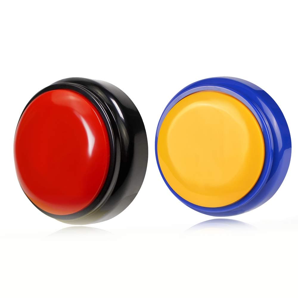 Cover Talking Button Record & Playback Your Own Message 30 Second Custom Recordable, Easy Sound Recorder Set of 2 (Black+Blue)