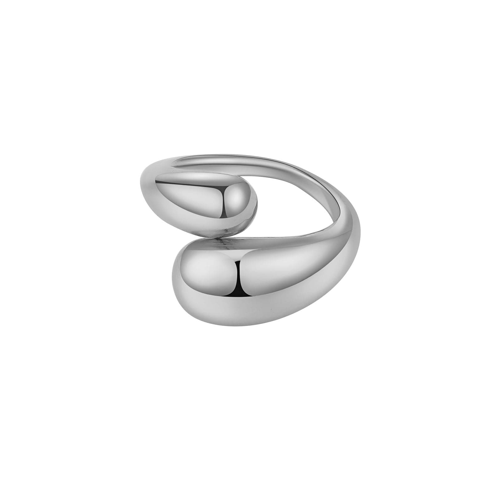 KURTCBChunky Open Ring 14k Gold Plated Minimalist Adjustable Dome Teardrop Wide Bold Statement Ring for Women