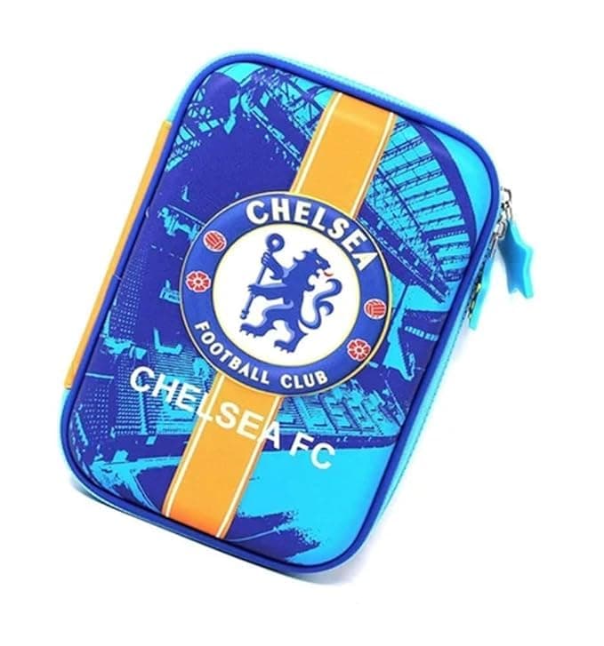 ADOERE Ethylene Vinyl Acetate (Eva) Chelsea Fc Football Club Pencil Case Geometry Box for School Kids Boys Stationery Organizer (Chelsea), Black