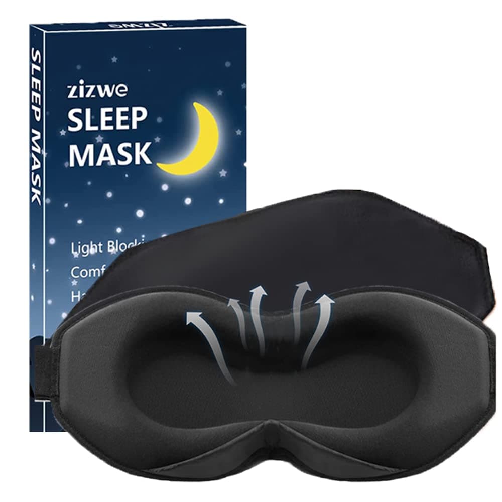 Sleep Mask for Women Men, 3D Contoured 100% Blackout Cup Blindfold Eye Mask for Sleeping Non Pressure Washable Eye Shade Covers with Adjustable Strap for Side Sleeper, Travel, Meditation