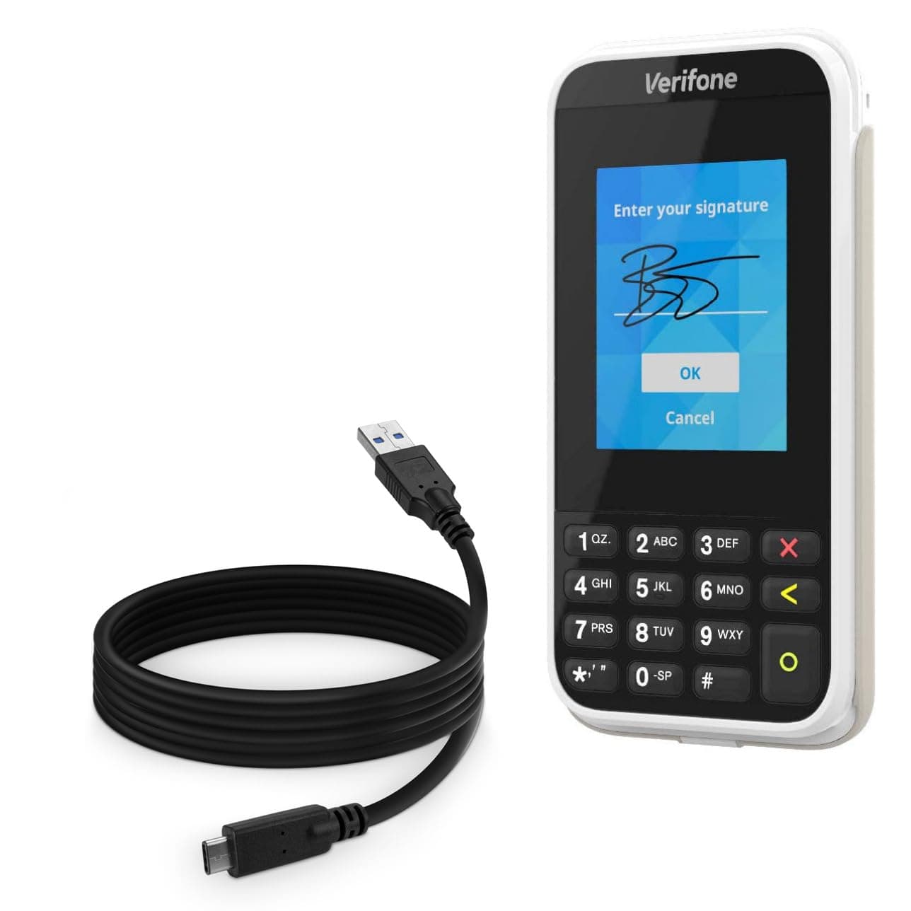 Cable Compatible with Verifone e285 - DirectSync - USB 3.0 A to USB 3.1 Type C, USB C Charge and Sync Cable for Verifone e285-6ft - Black