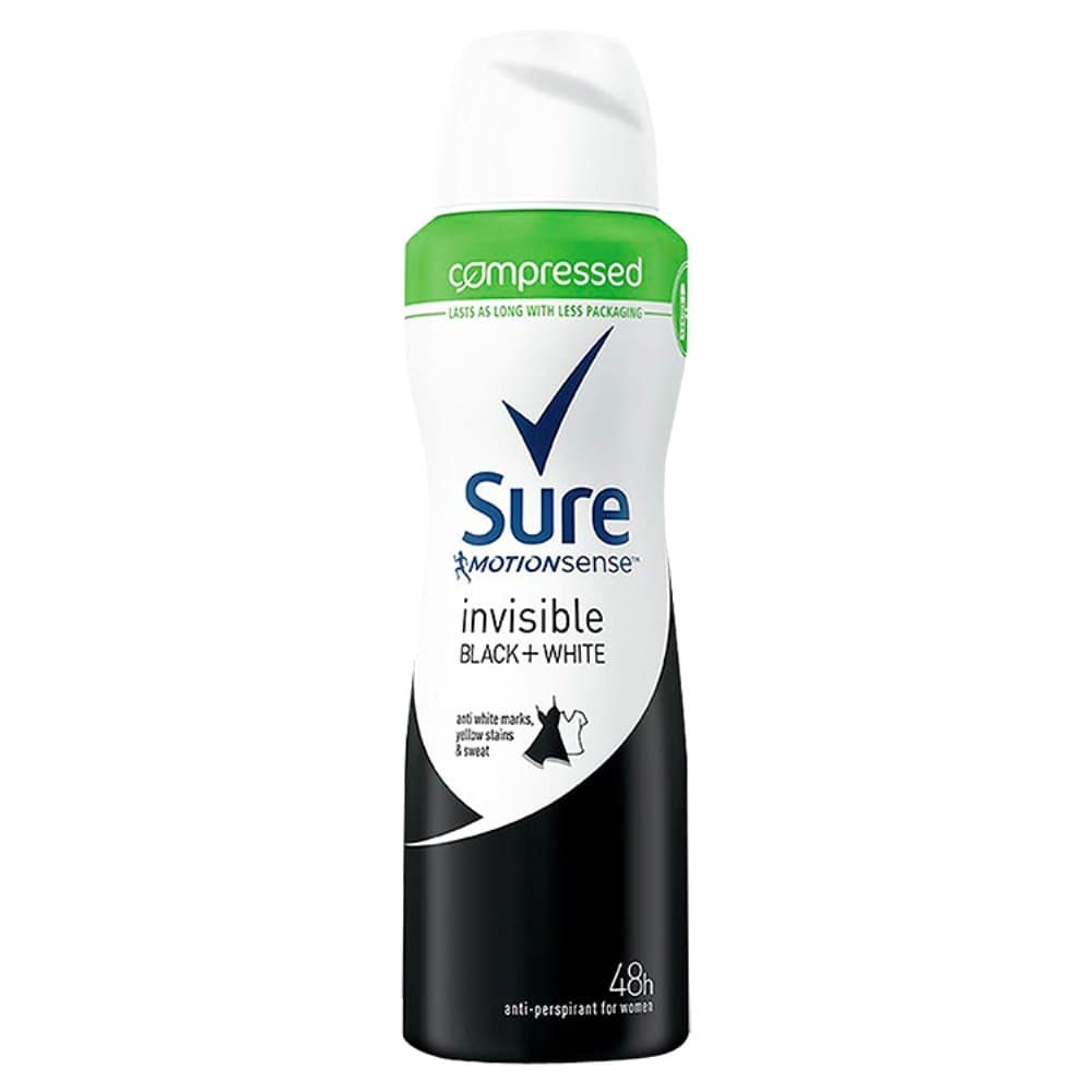Sure Women Black and White Aerosol Anti-Perspirant Deodorant Compressed, 125 ml